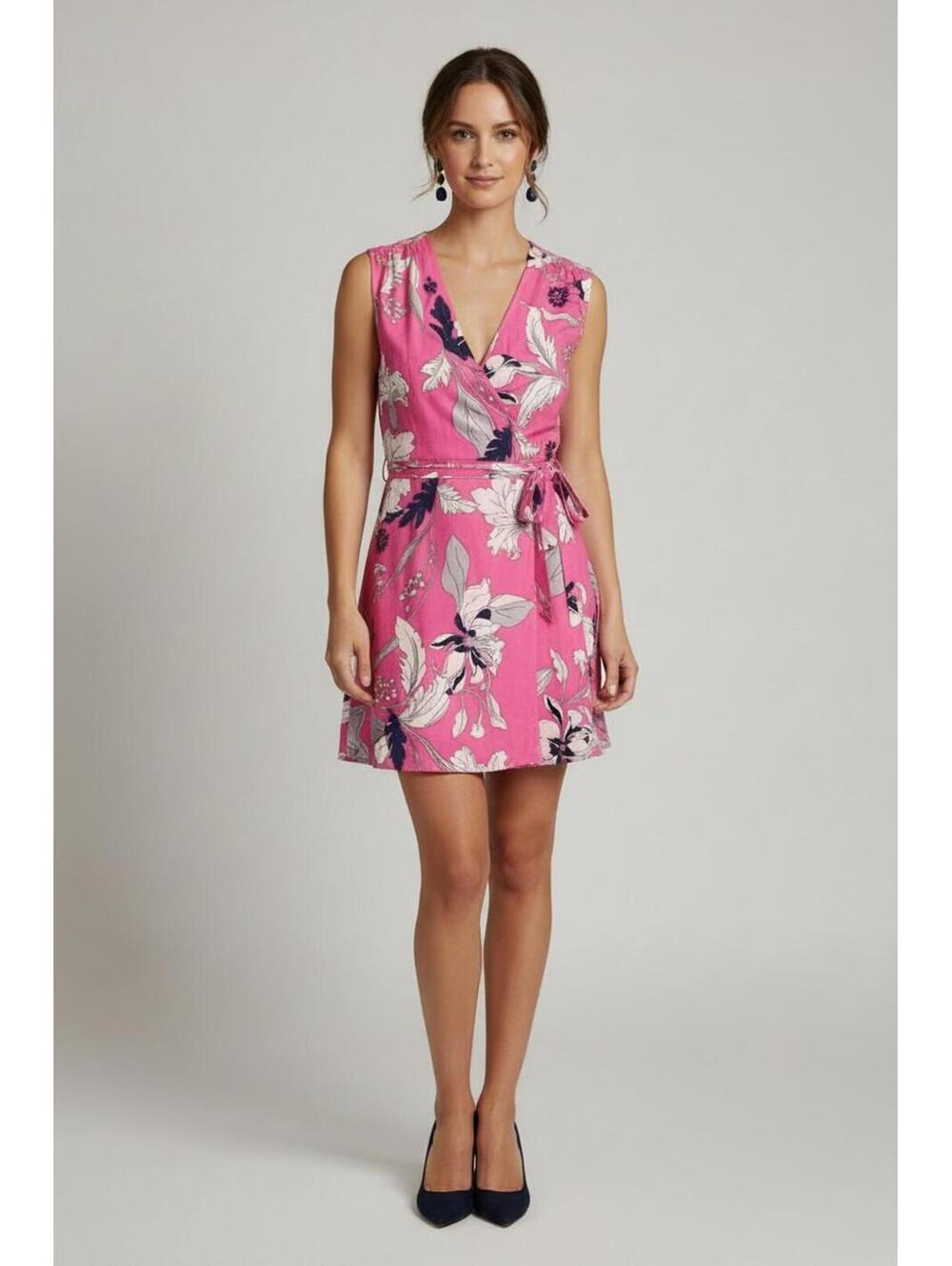 Anthropologie/Fleur by Yumi Kim Eastern Garden Pink Floral Wrap Dress, Size S